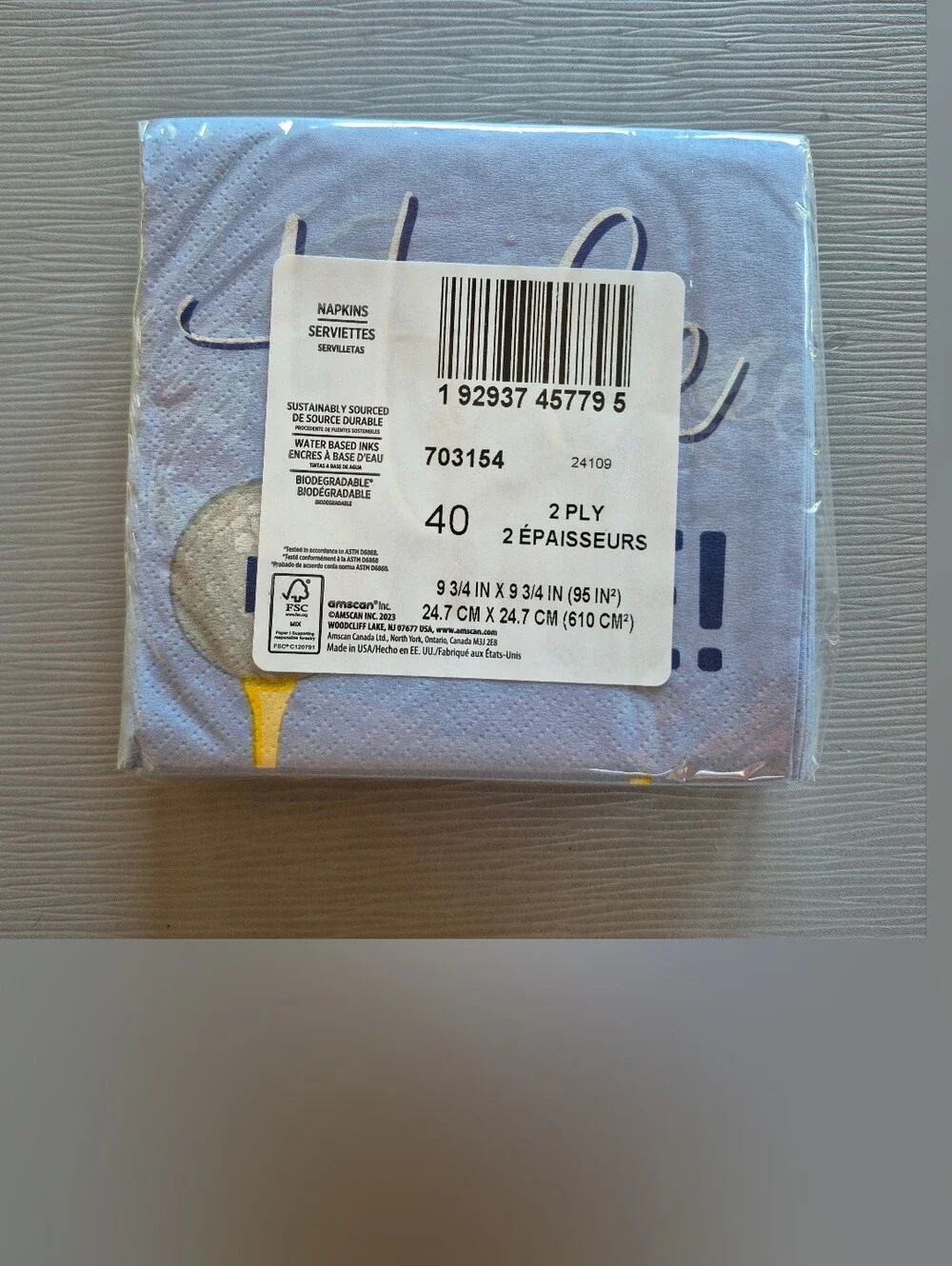 Hole In One! Golf Party Napkins - Light Blue 4 pks NWT
